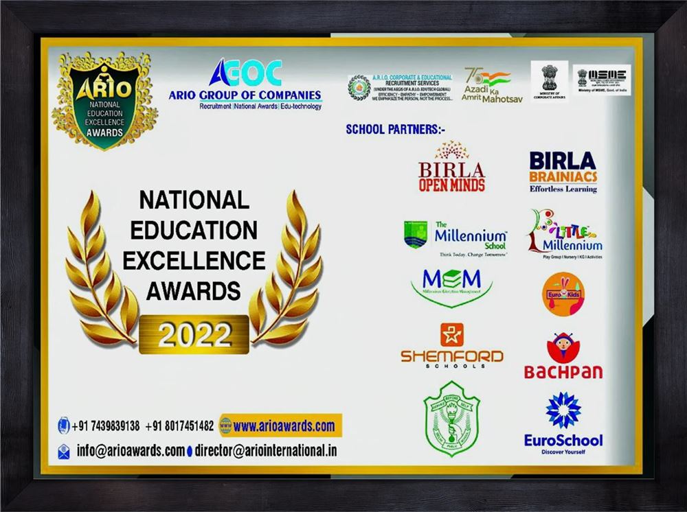 National Education Excellence Awards – ARIO Group, School Partner, awarded to Birla Open Minds