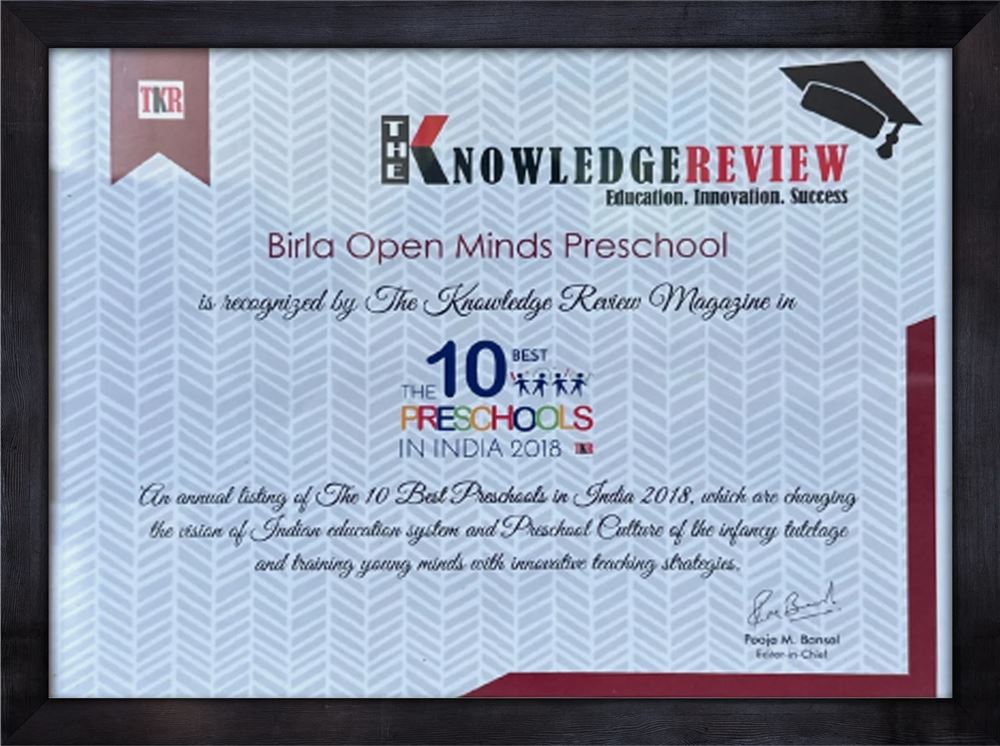 The 10 Best Preschools in India – The Knowledge Review, awarded to Birla Open Minds