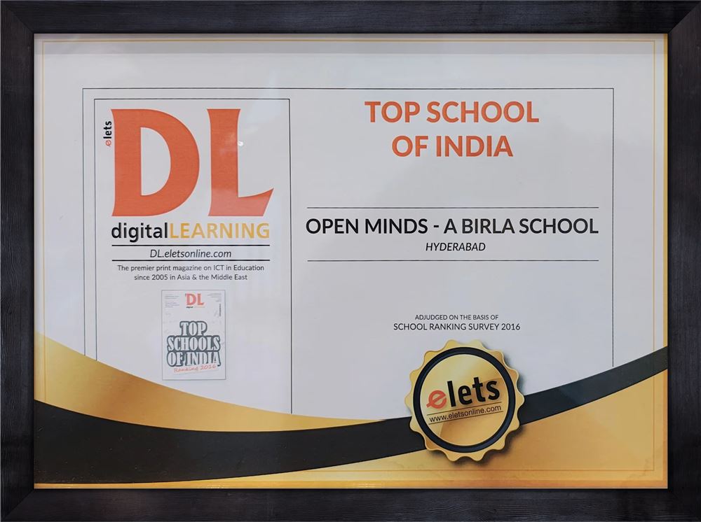 Top School of India – Digital Learning, School Ranking Survey, awarded to Birla Open Minds