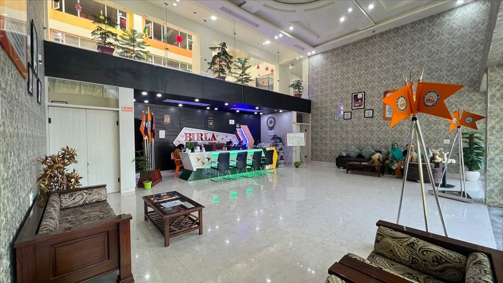 Reception lobby at Birla Open Minds International School, HMT Srinagar